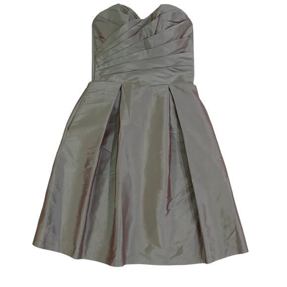 Alfred Sung D538 Sz 8 Dress Pockets Atlantis Blue Gray Iridescent Strapless NWT - Picture 3 of 11